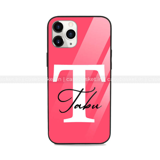 Pastel Red Name Initial's Glass Phone Cover