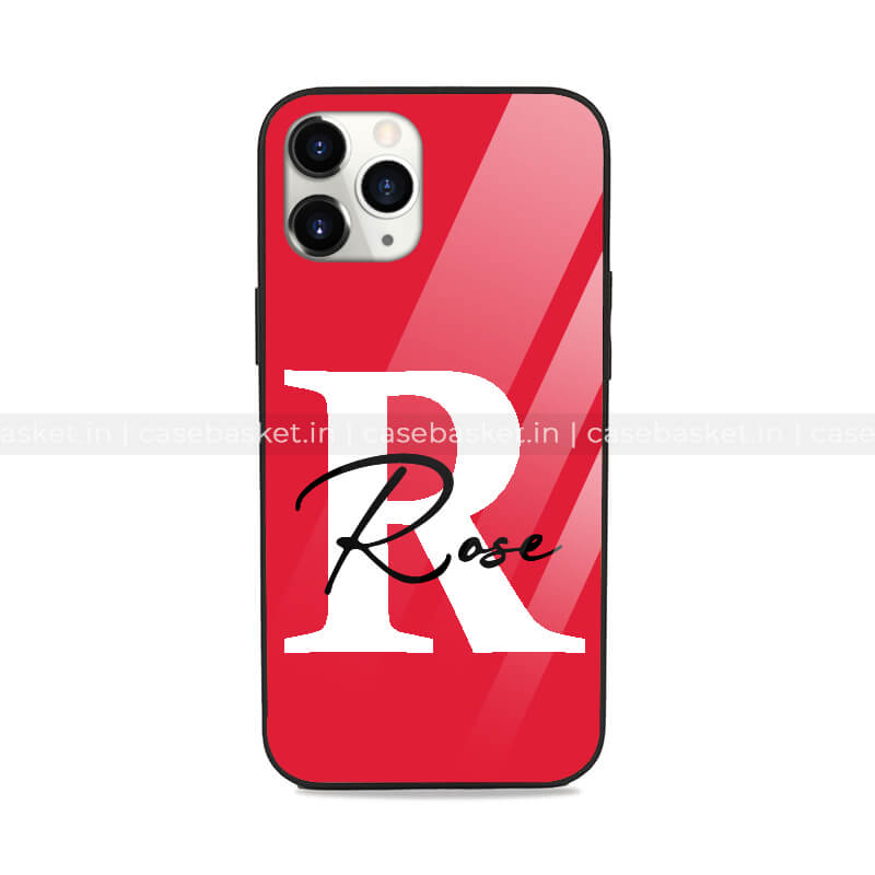 Hot Red Name Initial's Glass Phone Cover