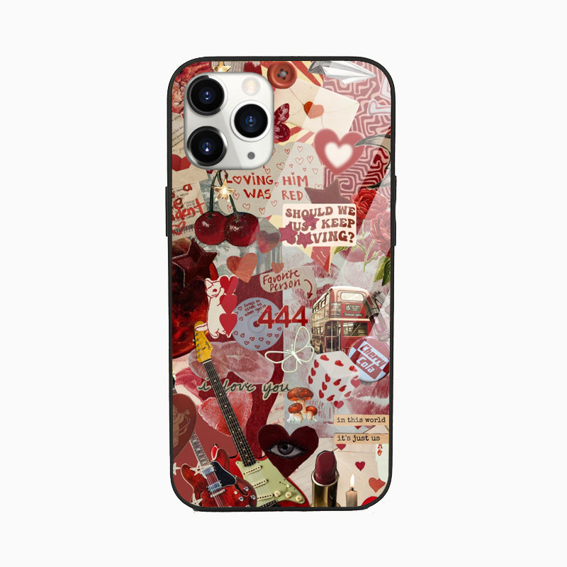 Crimson Blaze Aesthetic Glass Phone Cover