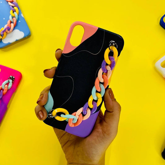 Black Vivid Rainbow Chain Phone Cover