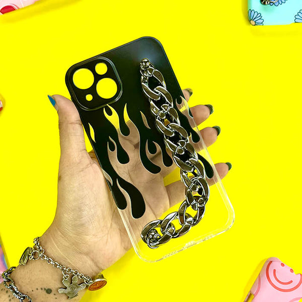 Flame Silver Chain Silicone Phone Cover